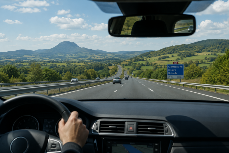 Route A75. voiture ne direction de BAYET